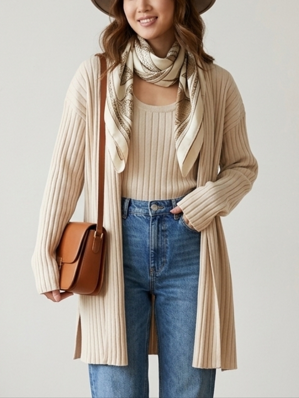 MaxMara Cream Ribbed Knit Sleeveless Tank
